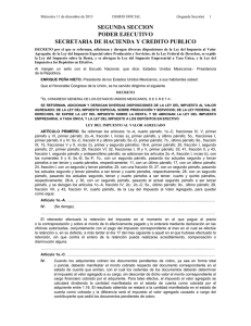 SEGUNDA SECCION PODER EJECUTIVO SECRETARIA DE HACIENDA Y CREDITO PUBLICO