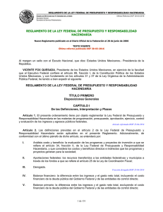 REGLAMENTO DE LA LEY FEDERAL DE PRESUPUESTO Y RESPONSABILIDAD HACENDARIA