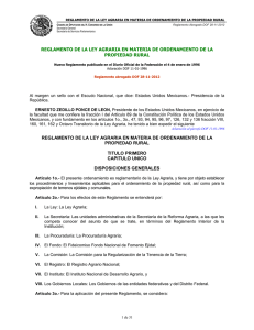 REGLAMENTO DE LA LEY AGRARIA EN MATERIA DE ORDENAMIENTO DE... PROPIEDAD RURAL