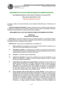 REGLAMENTO DE LA LEY DEL SERVICIO P&Uacute;BLICO DE ENERG&Iacute;A EL&Eacute;CTRICA