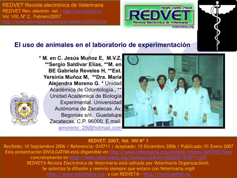 El uso de animales en el laboratorio de experimentación