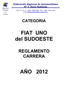 Reglamento de Carrera Fiat Uno SM SO - 2012(Modif)