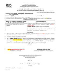 Documento de SituaciĂłn de materias a Acreditar por participaciĂłn en el Programa de Movilidad es (Exclusivo para J.A.A. y R.A.C.A's)
