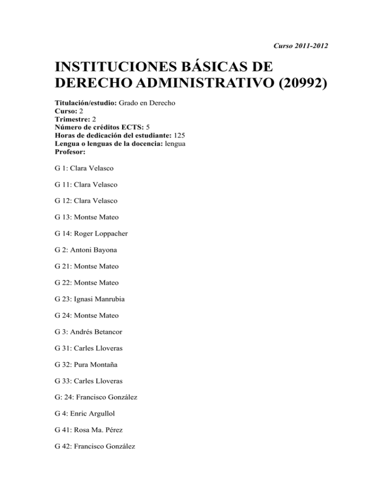 INSTITUCIONES BÁSICAS DE DERECHO ADMINISTRATIVO (20992)