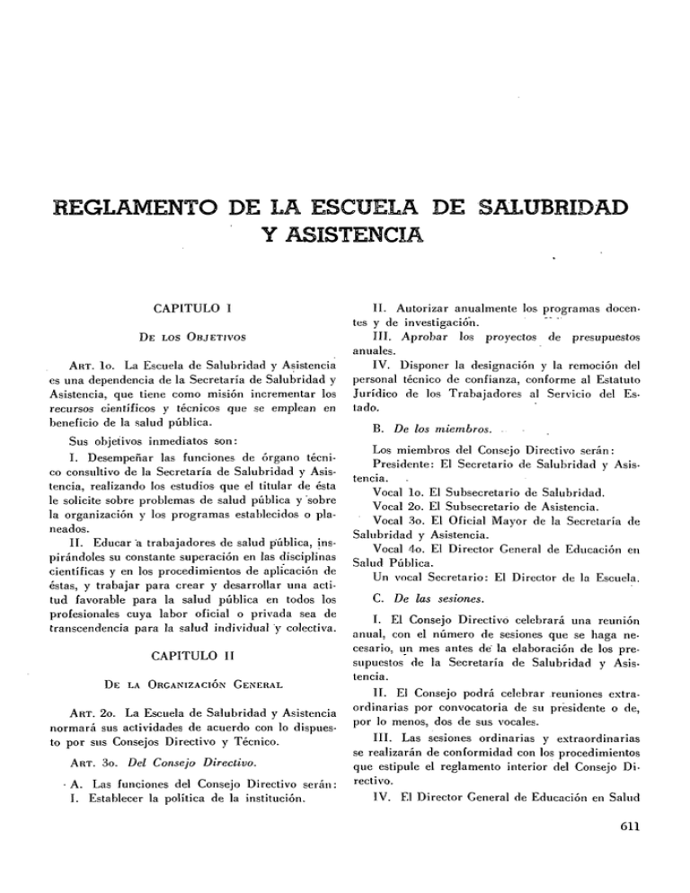 Reglamento De La Escuela De Salubridad Y Asistencia 0818