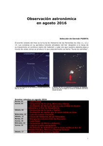 Observación astronómica en agosto 2016