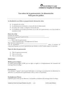 Los tubos de la gastrostomía y la alimentación Guía para los padres