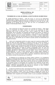 2014 01 30 Resolución 041 Ordena Restitución Bien Fiscal