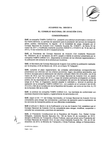 ACUERDO No. 009/2014 EL CONSEJO NACIONAL DE AVIACIÓN