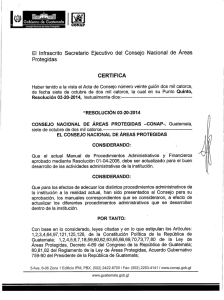 El lnfrascrito Secretario Ejecutivo del Consejo Nacional de Áreas