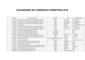 CALENDARIO DE CARRERAS CARRETERA 2016