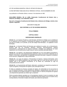 LEY DE HACIENDA MUNICIPAL PARA EL ESTADO DE HIDALGO