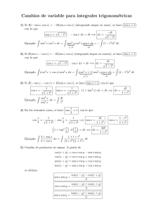 Cambios de variable para integrales trigonométricas
