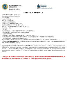 estudios medicos - Policia Federal Argentina