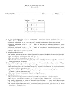 Prueba de evaluación tipo test Econometrıa Nombre y Apellidos