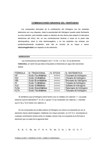 COMBINACIONES BINARIAS DEL HIDRÓGENO FÓRMULA N