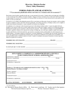 PLANNED ABSENCE FORM- spanish - Cherry Valley Elementary