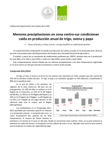 Menores precipitaciones en zona centro