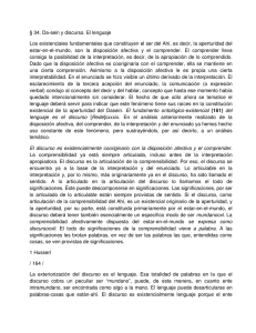 § 34. Da‐sein y discurso. El lenguaje Los existenciales