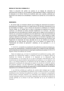 BOICAC Nº 89/2012 CONSULTA 3 Sobre la actuación del auditor