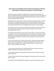 Open Letter of Domincans to COP21 Delegates