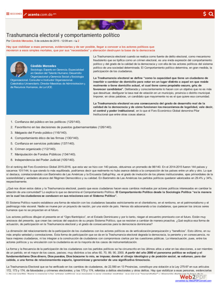 Trashumancia electoral y comportamiento político Acento