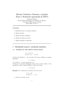 Métodos Numéricos: Resumen y ejemplos Tema 4: Resolución