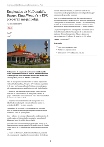 Empleados de McDonald`s, Burger King, Wendy`s y KFC preparan