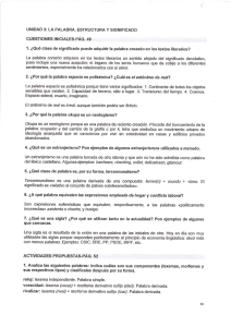 UNIDAD 3: LA PALABRA. ESTRUCTURA Y SIGNIFICADO