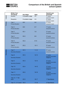 A table comparing age groups and stages between