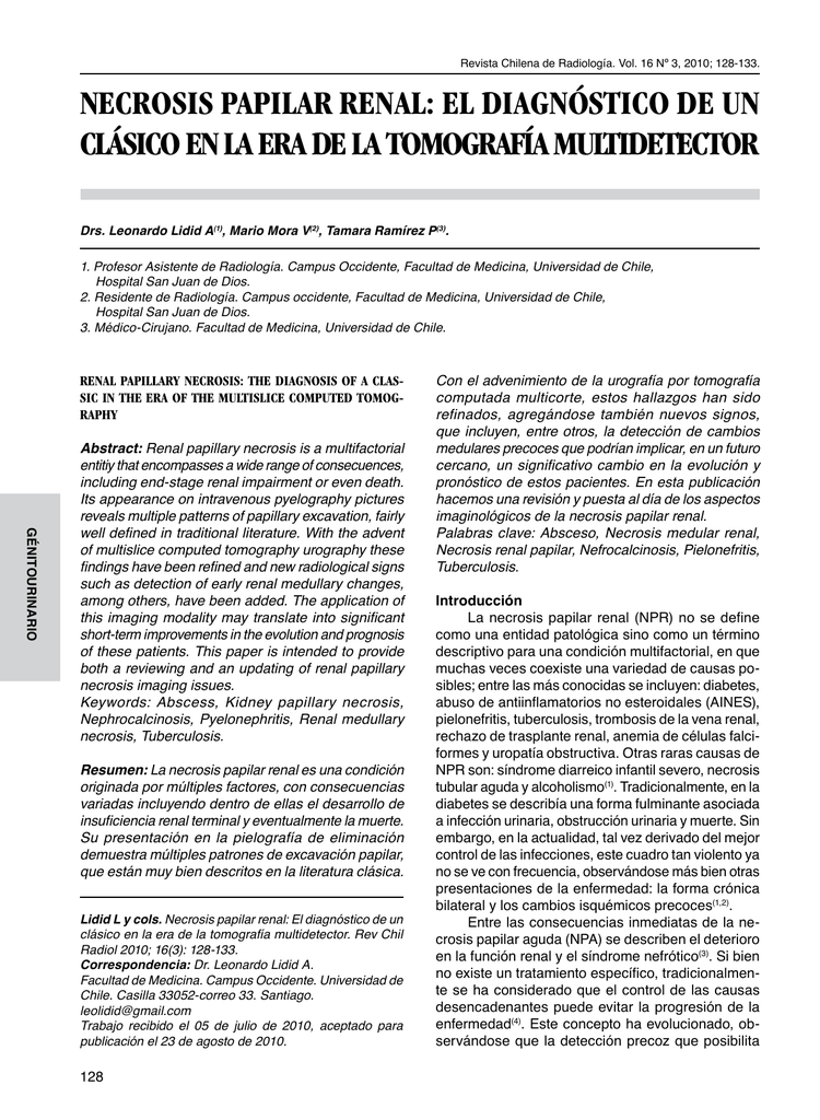 NECROSIS PAPILAR RENAL EL DIAGNÓSTICO DE UN CLÁSICO