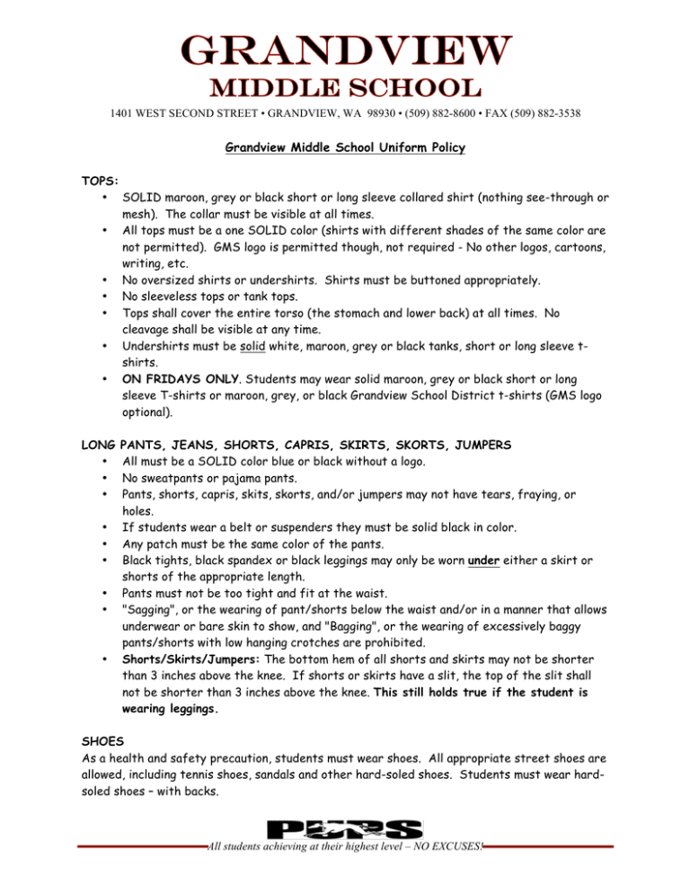 Grandview Middle School Uniform Policy
