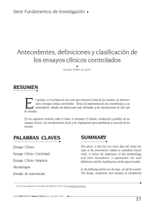 Antecedentes, definiciones y clasificación de los ensayos clínicos