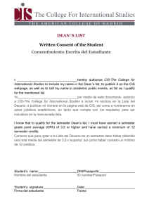 DEAN´S LIST Written Consent of the Student Consentimiento Escrito