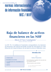 Baja de balance de activos financieros en las NIIF