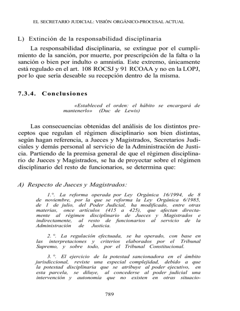 L) Extinción De La Responsabilidad Disciplinaria La Responsabilidad