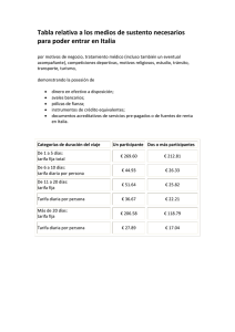 Tabla relativa a los medios de sustento necesarios