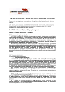 DECRETO DE SELECCION Y PROVISI&Oacute;N DE PLAZAS DE