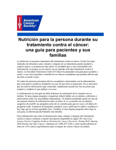 Nutrición para la persona durante su tratamiento contra el cáncer