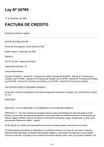 Ley Nº 24760 FACTURA DE CREDITO