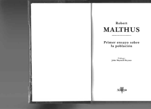 Robert Malthus, Primer ensayo sobre la población