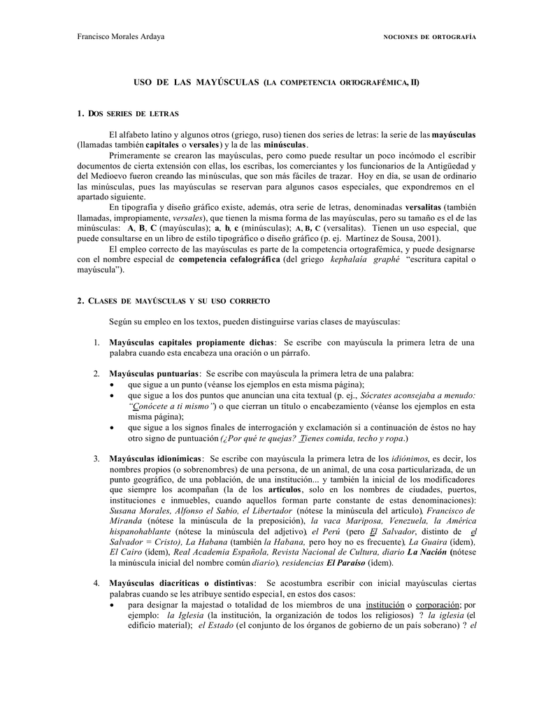 El uso de las mayúsculas El uso de las mayúsculas