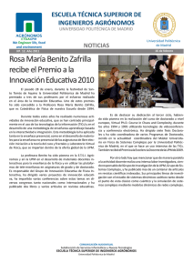 Rosa María Benito Zafrilla recibe el Premio a la Innovación