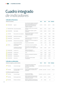 Cuadro integrado de indicadores - Informe Anual 2014