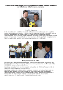 Programa de donación de implementos deportivos del Ministerio