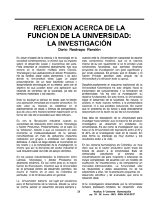REFLEXION ACERCA DE LA FUNCION DE LA UNIVERSIDAD: LA