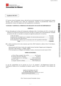 Expediente 001/2015 D. Francisco Javier Fernández Arroyo, Jefe de