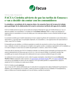 FACUA Córdoba advierte de que las tarifas de Emacsa s e van a