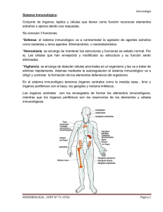 Sistema Inmunológico: Conjunto de órganos, tejidos y células que