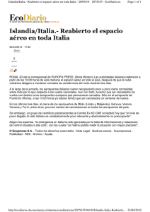 Islandia/Italia.- Reabierto el espacio aéreo en toda Italia - Ev-K2-CNR